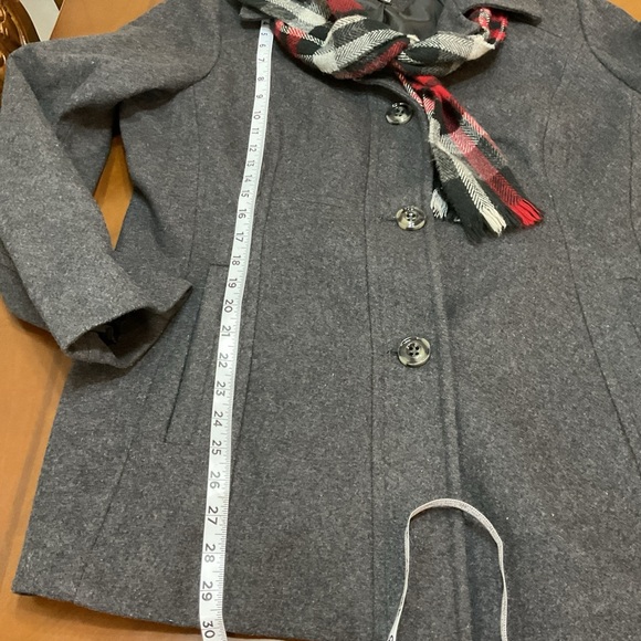 London Fog Womens Gray Wool Blend Long Sleeve Pea Coat With Scarf Size X-Large - Picture 15 of 15
